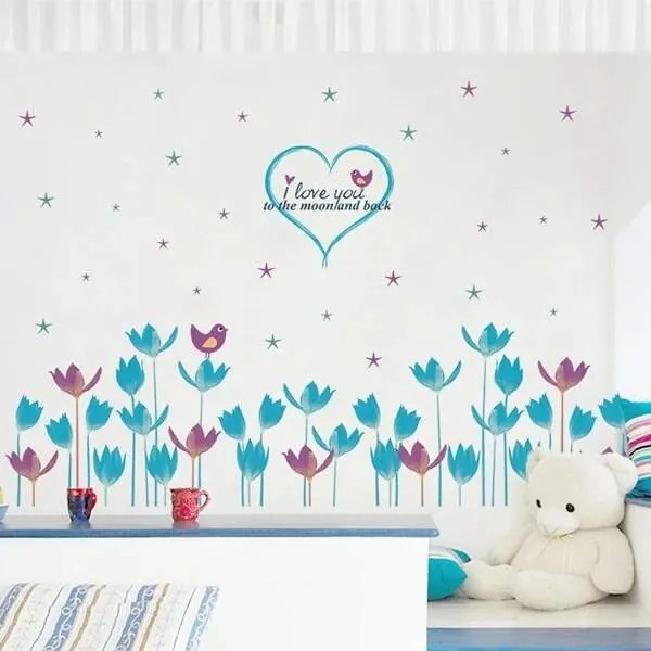 Dekoračná nálepka na stenu Kvety – Láska 60x90cm