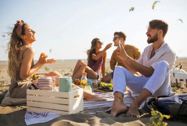 Pikniková deka károvaná, modrá