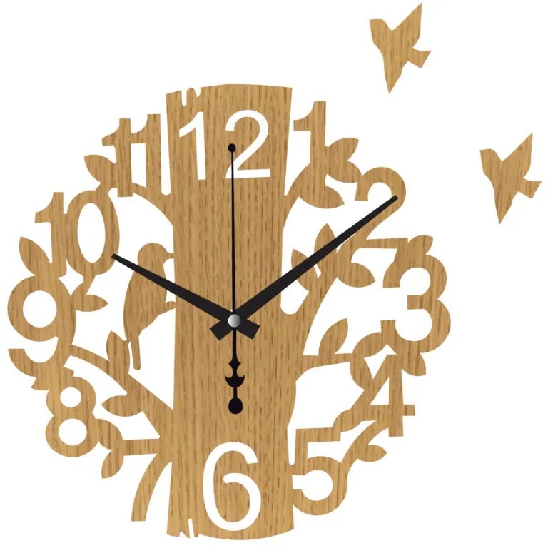 Drevené nástenné hodiny Vtáčik | Dizajnové hodiny na stenu | SENTOP HDF0162