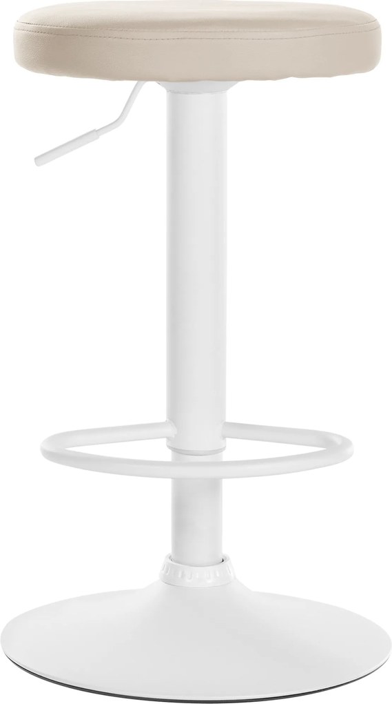 Barová stolička Ponte - koženka, biely rám - Krémová