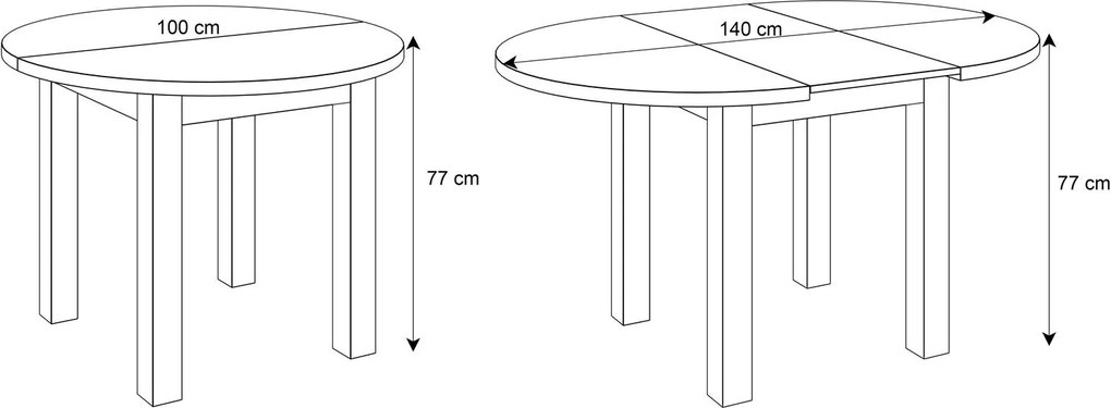 OKRÚHLY JEDÁLENSKÝ STÔL LORENA KAŠMÍR ROZKLADANIE 100 / 140 cm