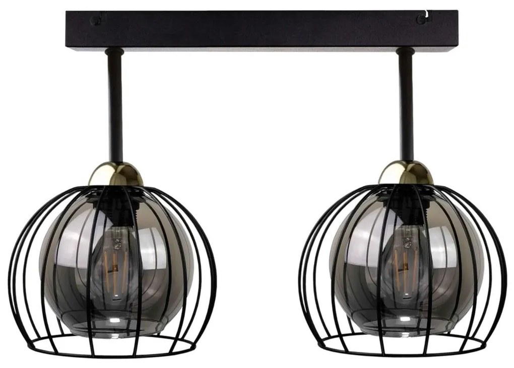 Keter Lighting Prisadený luster SOLO BLACK 2xE27/60W/230V čierna/zlatá KE0104