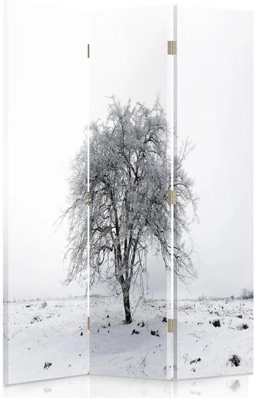 CARO Paraván - Solitary Snow-Covered Tree | trojdielny | obojstranný 110x180 cm
