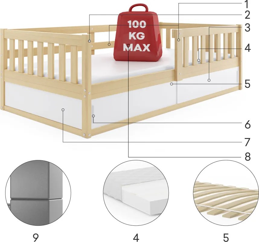 Posteľ SMART 160x80 - Borovica s úložným priestorom