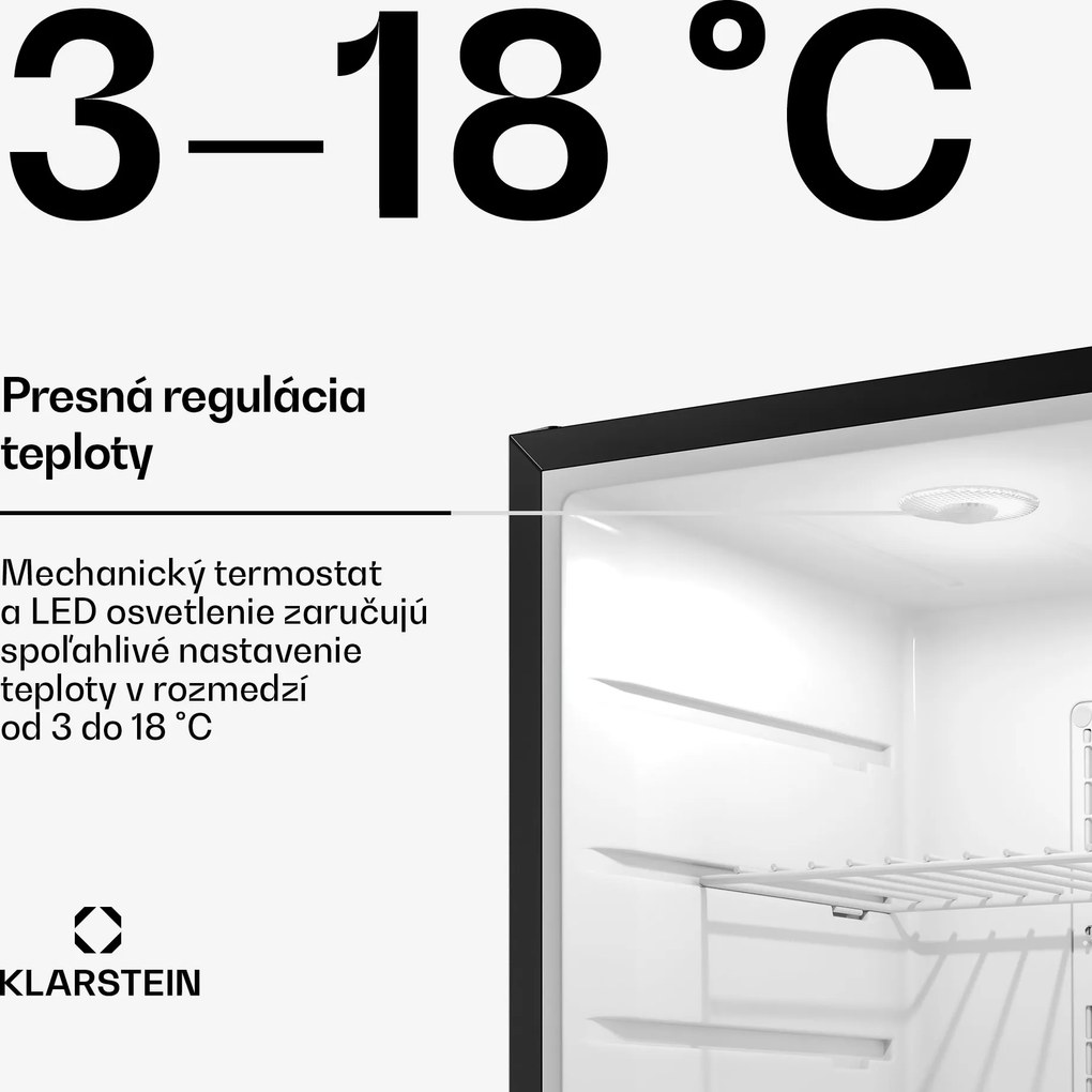 Klarstein Matterhorn 68, mini chladnička, 68 litrov, 35 dB, kompaktná, uzamykateľná