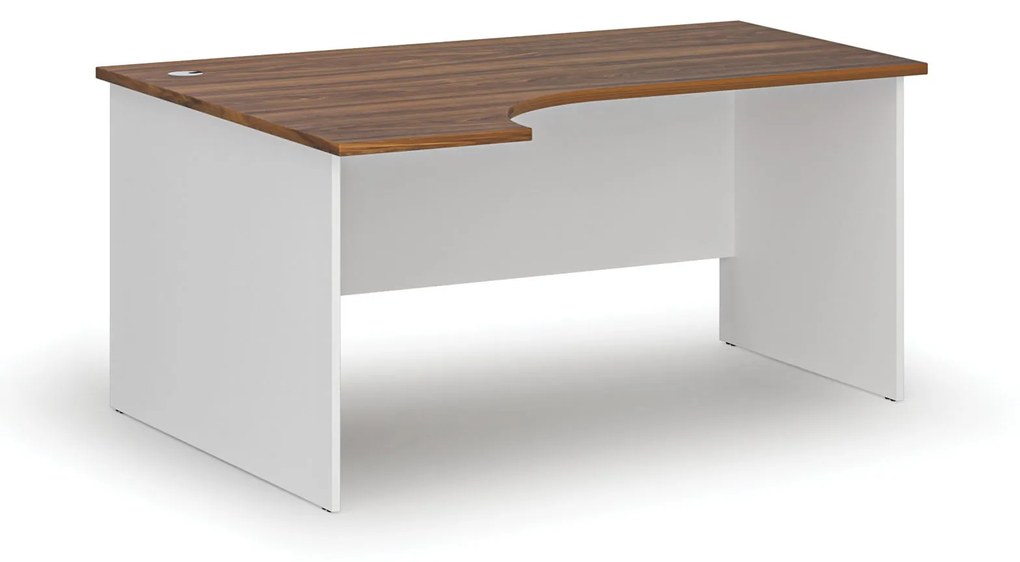 Kancelársky rohový pracovný stôl PRIMO WHITE, 1600 x 1200 mm, ľavý, biela/orech
