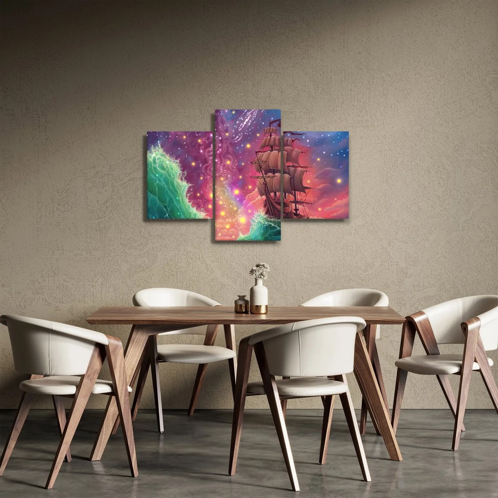 Obraz - Loď s vesmírnou oblohou (90x60 cm)