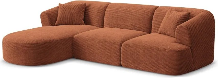 Menčestrová rohová pohovka v terakotovej farbe (ľavý roh/s leňoškou) Campi – Cosmopolitan Design