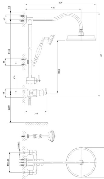 OMNIRES AM5244/6CR - Sprchová sada s termostatickou batériou ARMANCE lesklý chróm