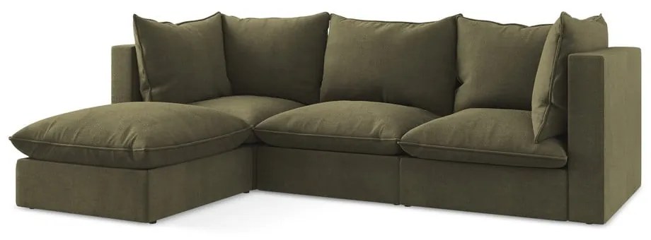 Khaki rohová pohovka (ľavý roh/s leňoškou) Manao – Makamii