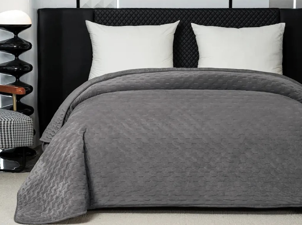 Zamatový prehoz na posteľ ASTRALIA, sivý Rozmer: 170 x 210 cm