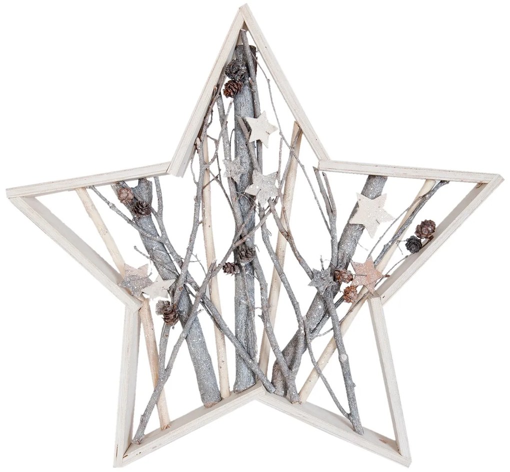 Drevená vianočné hviezda sa šiškami - 50*5*50 cm