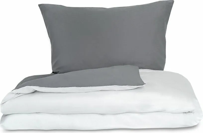 Kvalitex Saténové obliečky Luxury Collection biela/tmavosivá, 140 x 200 cm, 70 x 90 cm