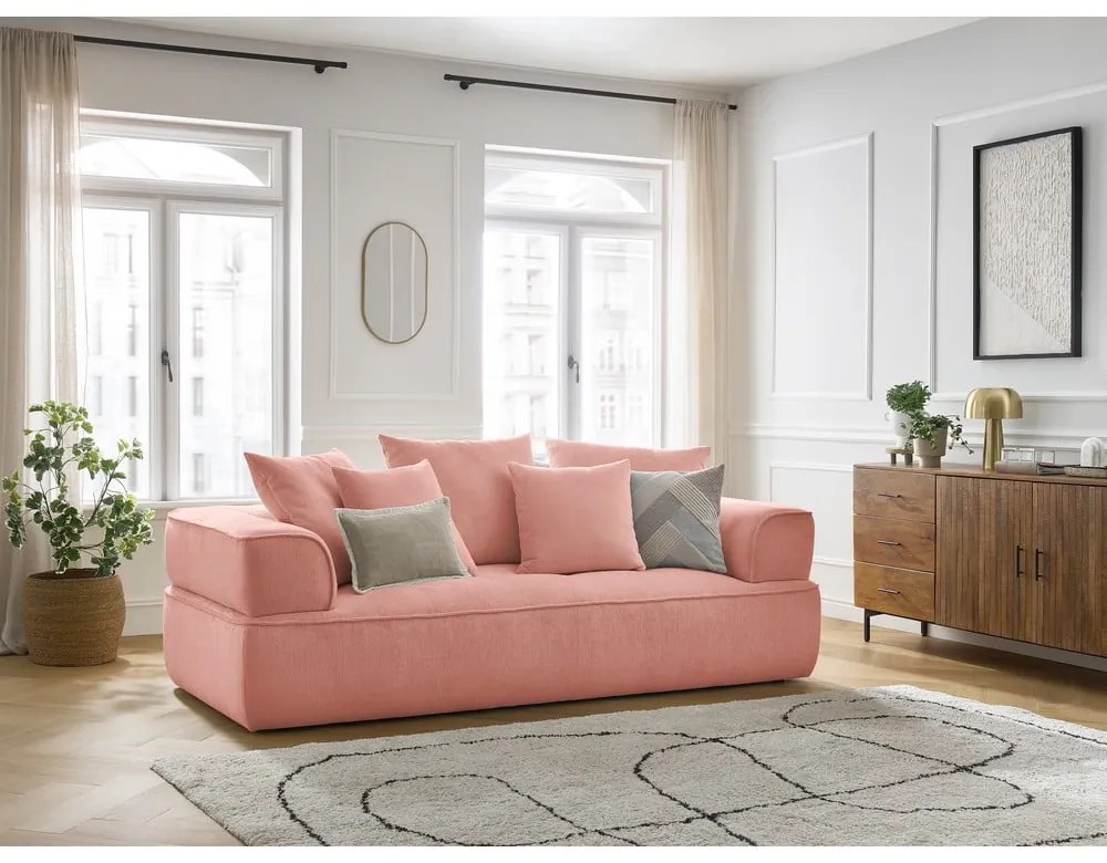 Ružová ženilková pohovka 237 cm Whesley – Bobochic Paris