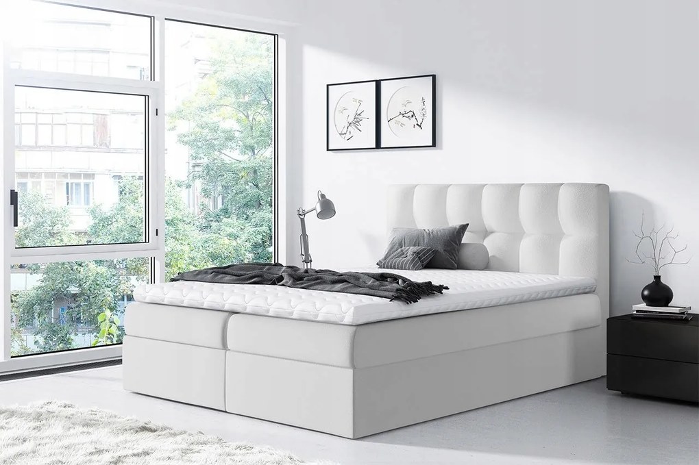 Manželská posteľ Boxspring Maddox (180x200) (ekokoža Soft 017 (biela))