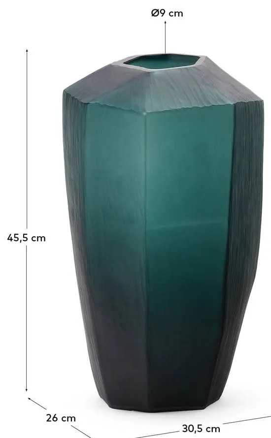 Sklenená váza v petrolejovej farbe (výška 45 cm) Geonix – Kave Home