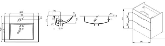 JIKA H4536021765141 - Kúpeľňová skrinka s umývadlom CUBE 60,7x65 cm jaseň