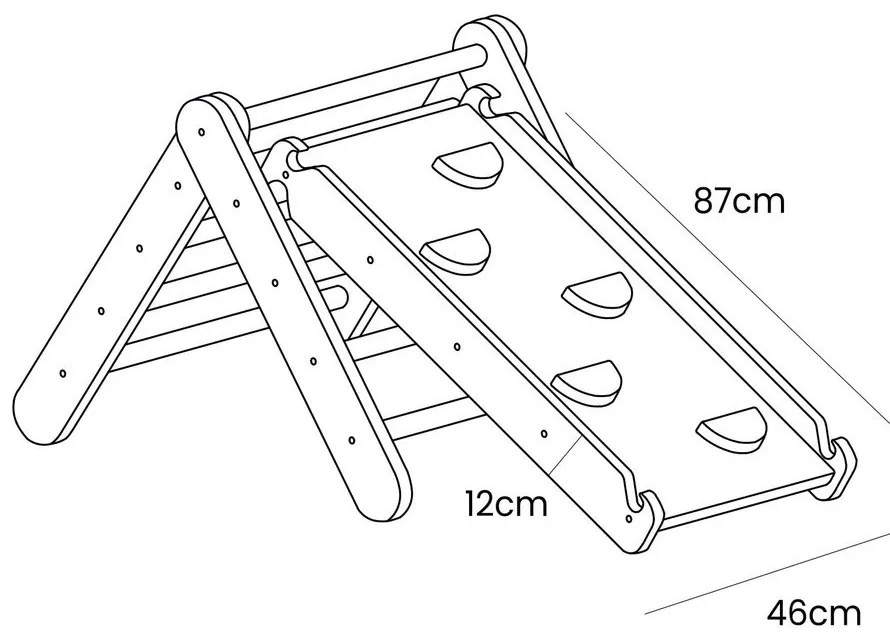 Pikler trojuholník z borovicového dreva v prírodnej farbe 46x87x60 cm Montessori – Meowbaby