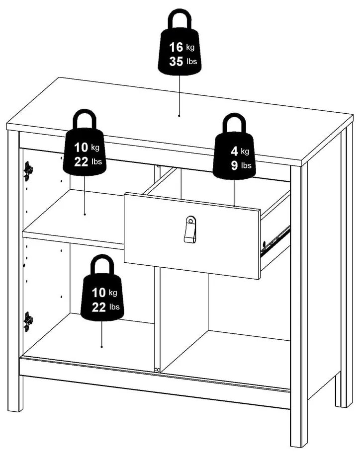 Čierna nízka komoda 82x80 cm Madrid – Tvilum