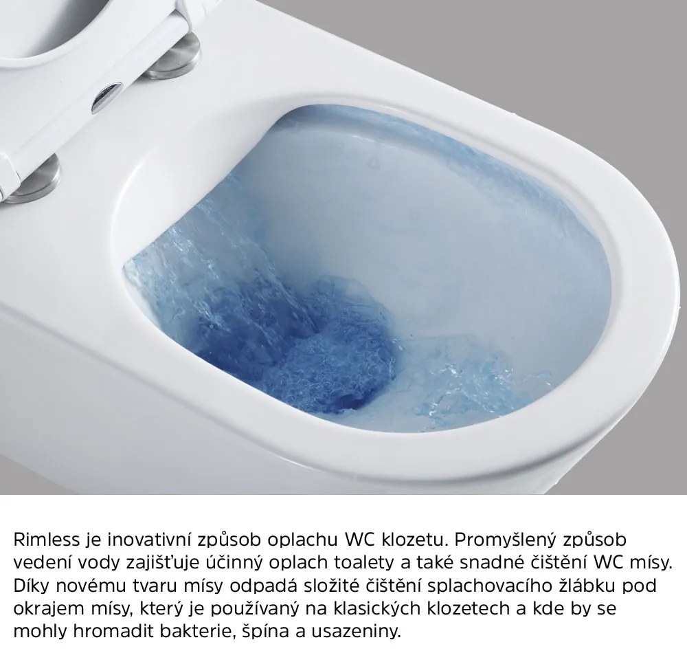 Mereo Mereo, WC závesné kapotované, RIMLESS, 490x370x360, keramické, vr. sedátka CSS115SN, MER-VSD82S2