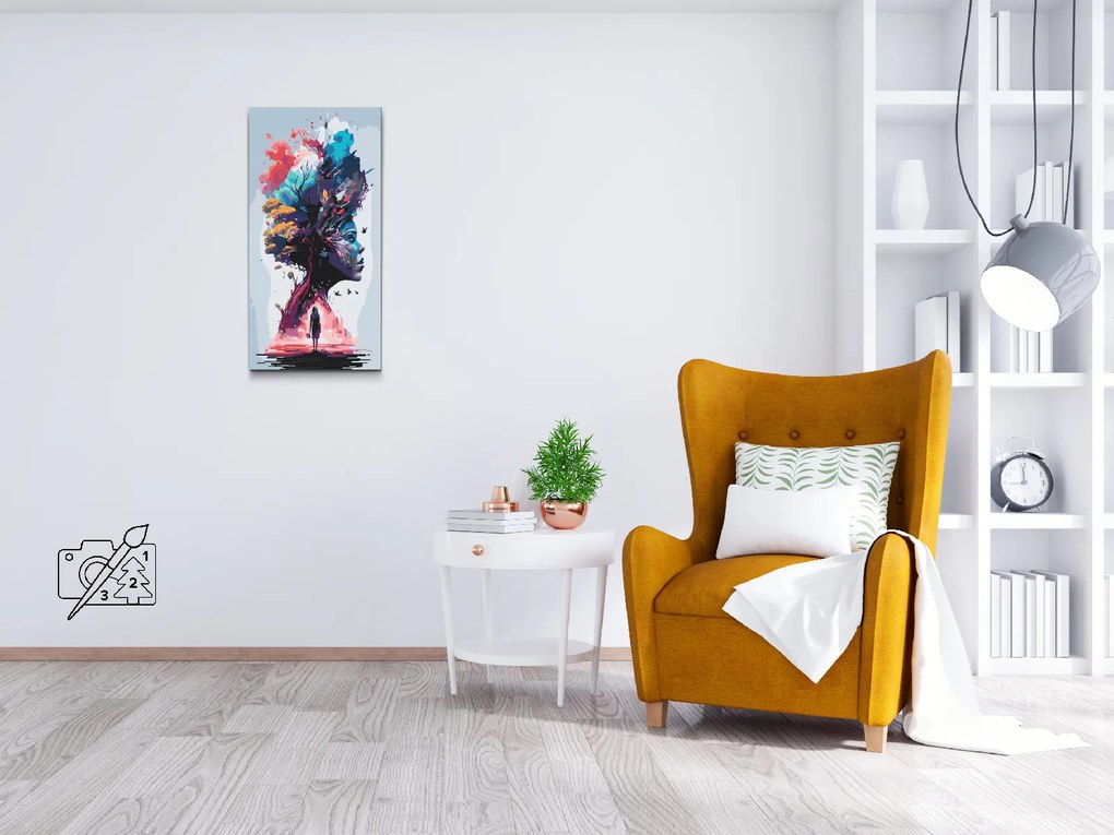 Gario Maľovanie podľa čísel Strom života v hlave Rozmery: 40 x 80 cm, Rámovanie: S vnútorným rámom