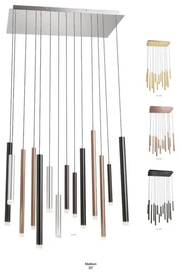 Redo 01-2057 - LED Luster na lanku MADISON 14xLED/4W/230V lesklý chróm/čierna/meď