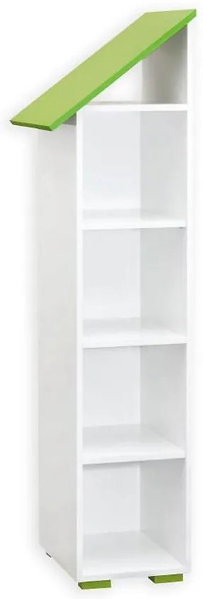 Regál Bb03  4p ľavá Biely+zelená