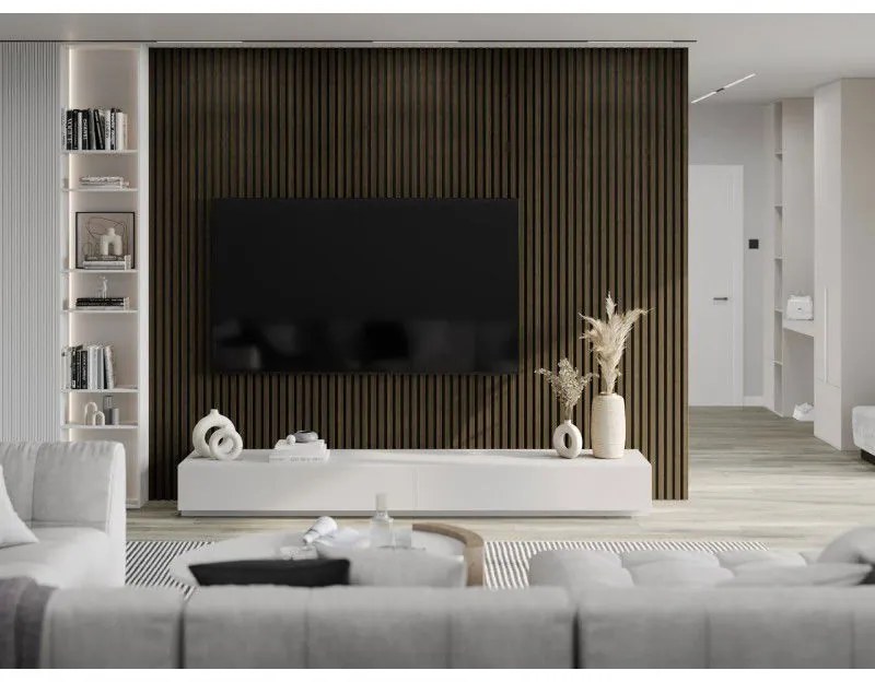 Mexen Lam-F, akustické stenové lamely 275 × 30 cm, plstený podklad 8 mm, technická dyha, eben kráľovský, S105-275307-3015-020