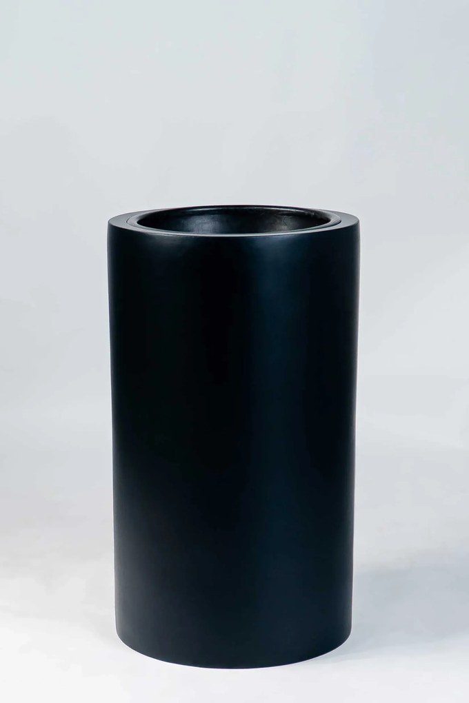Okrúhly kvetináč ESTRA, výška 60 cm, čierny mat