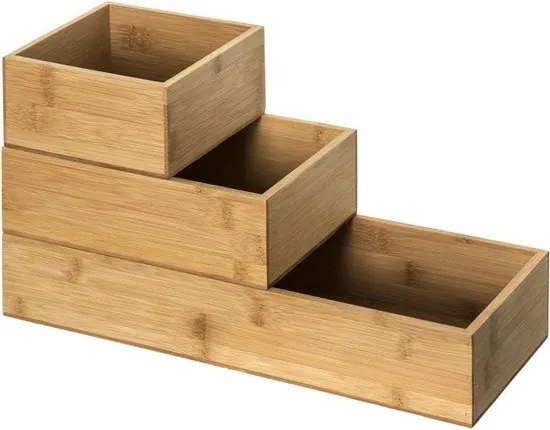 5Five® Bambusové organizéry, úložné boxy do zásuvky, sada 3ks - TSX3 38 x 30 x 15 cm
