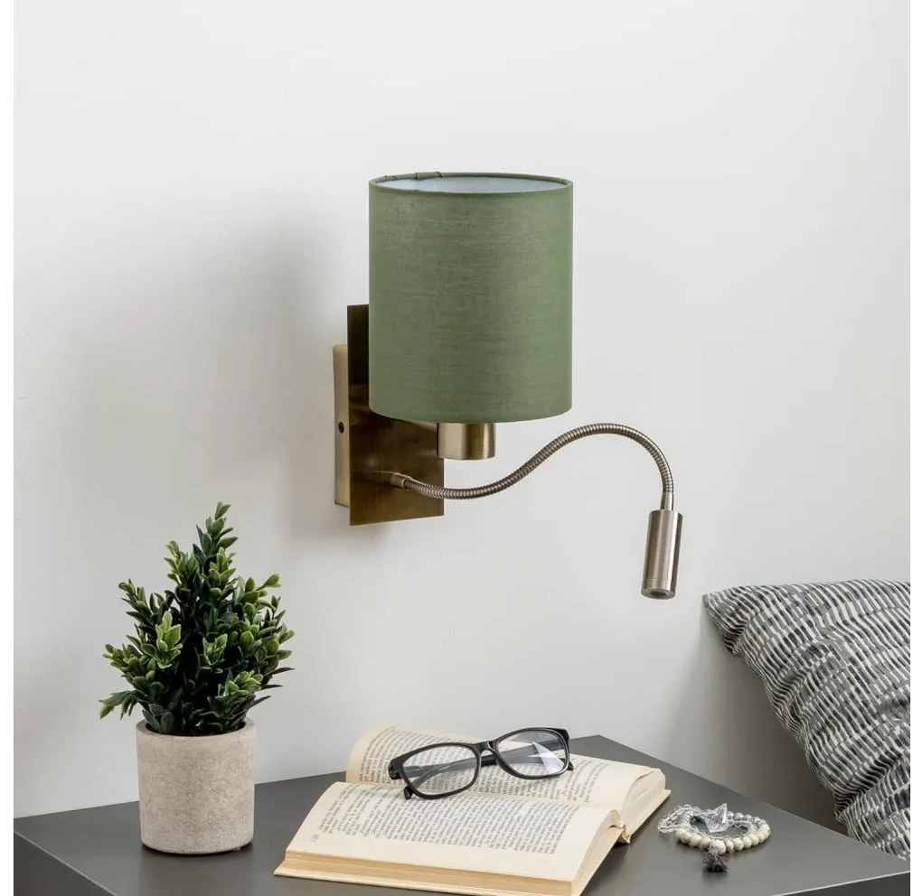 Brilagi - LED Nástenná lampa NUBILA 1xE27/25W/230V + LED/3W mosadz/zelená