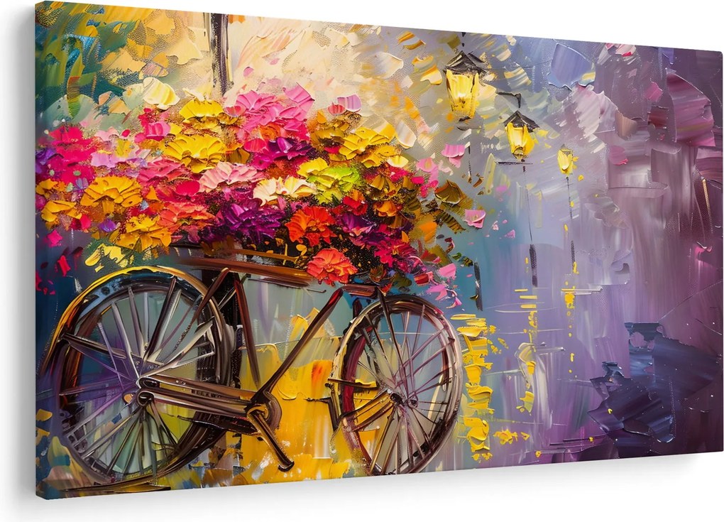 Obraz - Bicykel s kvetmi (90x60 cm)