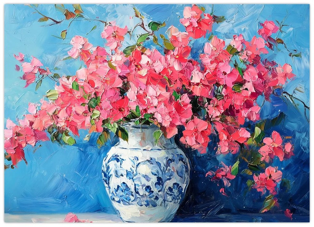 Obraz - Váza ružových kvetov (70x50 cm)