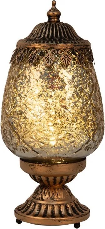 Hnedá sklenená svietiaca LED lampáš Balli - Ø 8*19 cm