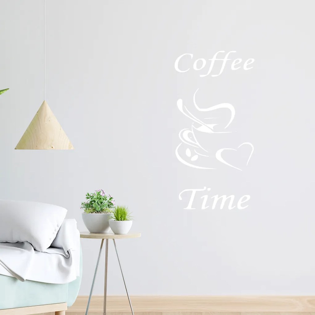 Veselá Stena Samolepka na stenu na stenu Coffee time Farba: čierna