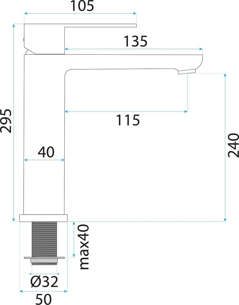 Rea Logan, vysoká umývadlová batéria h-295 mm, brúsená oceľ, REA-B6684