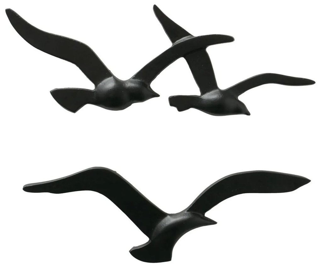 Kovová dekorácia na stenu Black Bird 13x35 cm + 12x40 cm