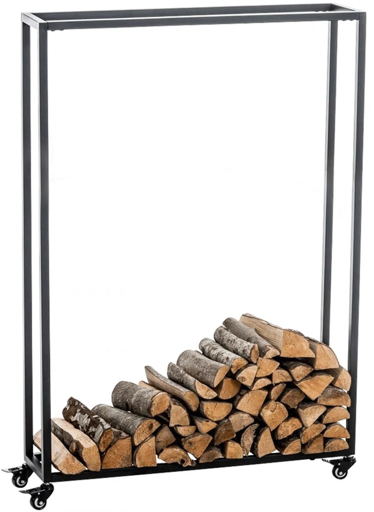 Stojan na drevo Hetta 25x80x150 cm, čierna