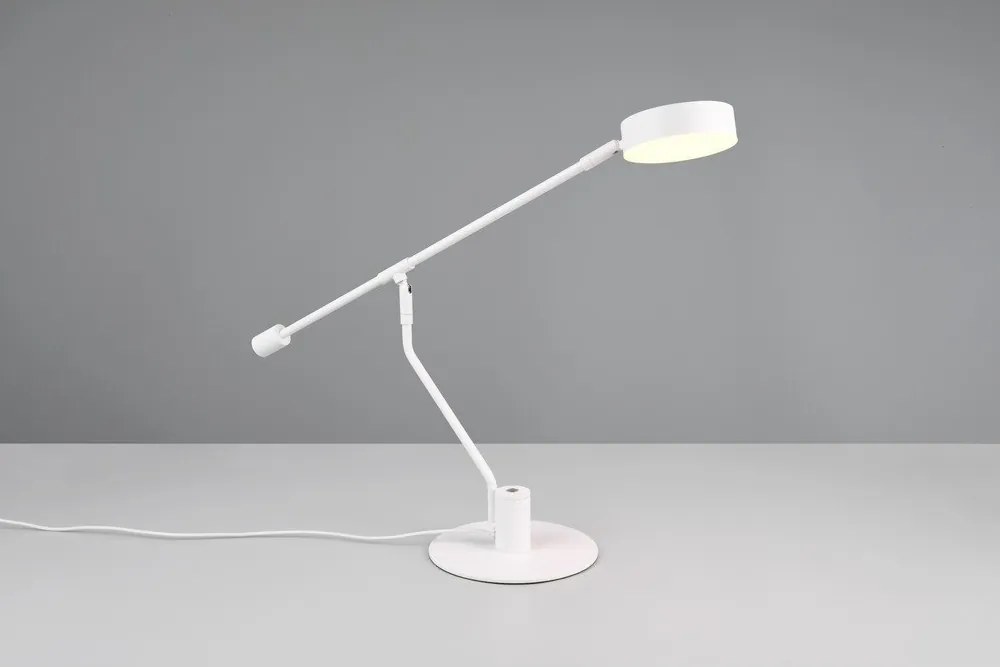 Matne biela LED stolová lampa s ohýbateľnou konštrukciou (výška 64 cm) Manduro – Trio