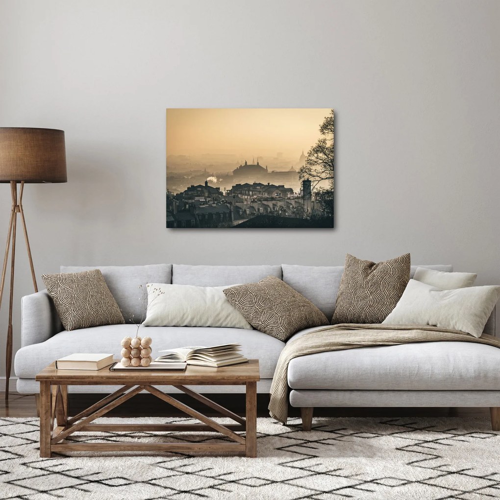 Obraz - Mesto pod hmlou (70x50 cm)