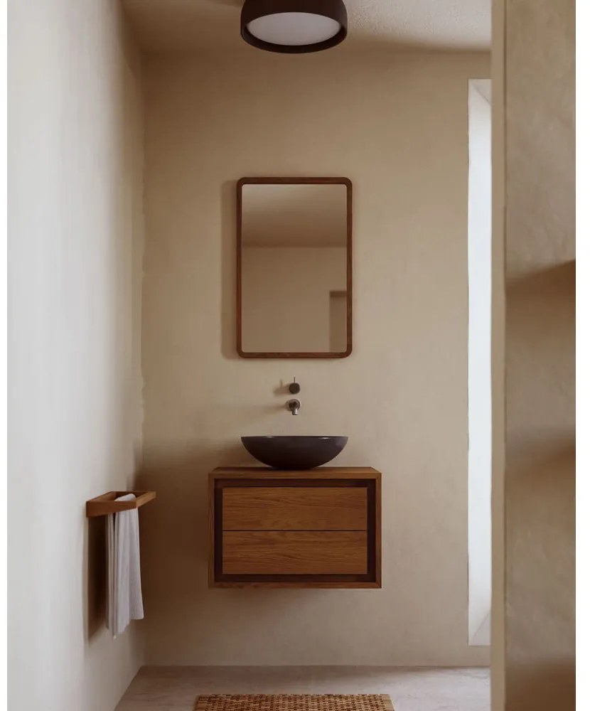 Tmavohnedá závesná skrinka pod umývadlo z teakového dreva 60x40 cm Kenta – Kave Home