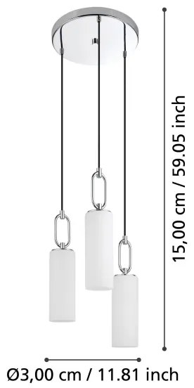 Eglo 390128 - Luster na lanku MAJANA 3xE27/40W/230V lesklý chróm