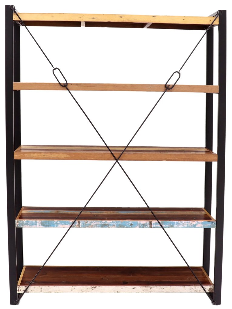 furniture-nabytek.cz - Police na knihy 160x200x35 z kovu a dreva mango
