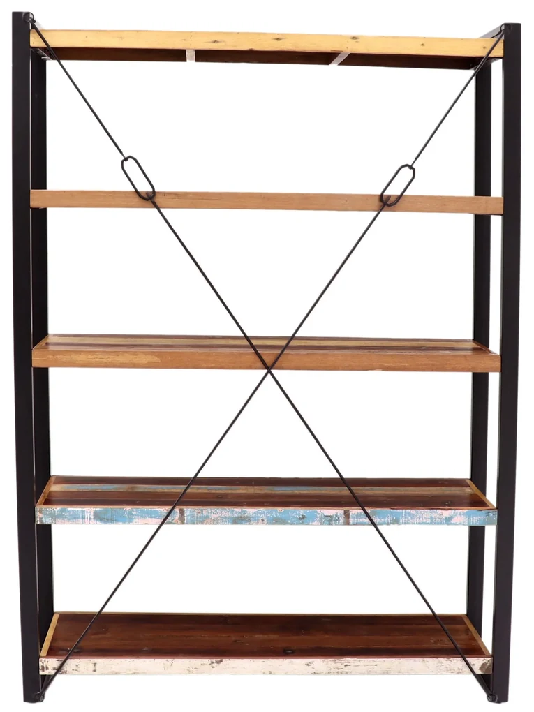 furniture-nabytek.cz - Police na knihy 160x200x35 z kovu a dreva mango