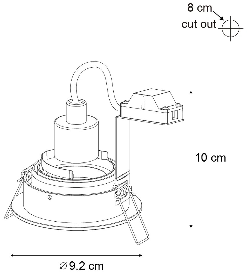 Sada 6 moderných zapustených bodových svetiel Gunmetal GU10 50 mm okrúhle, naklápacie - Chuck