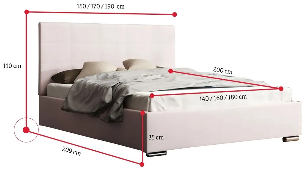 Čalúnená posteľ NASTY 4, sofie 20, 180x200 cm