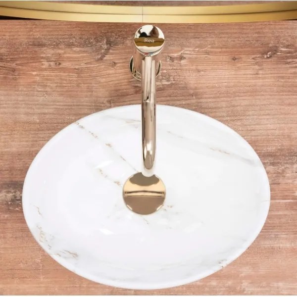 REA-U8014 - Umývadlo na dosku SOFIA MINI 27 × 34 cm, keramika / mramorový dekor