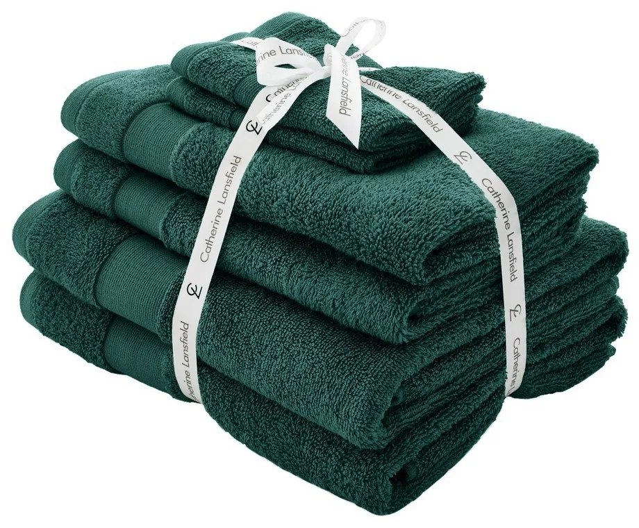 Tmavozelené froté bavlnené uteráky a osušky v súprave 6 ks Anti–Bacterial – Catherine Lansfield