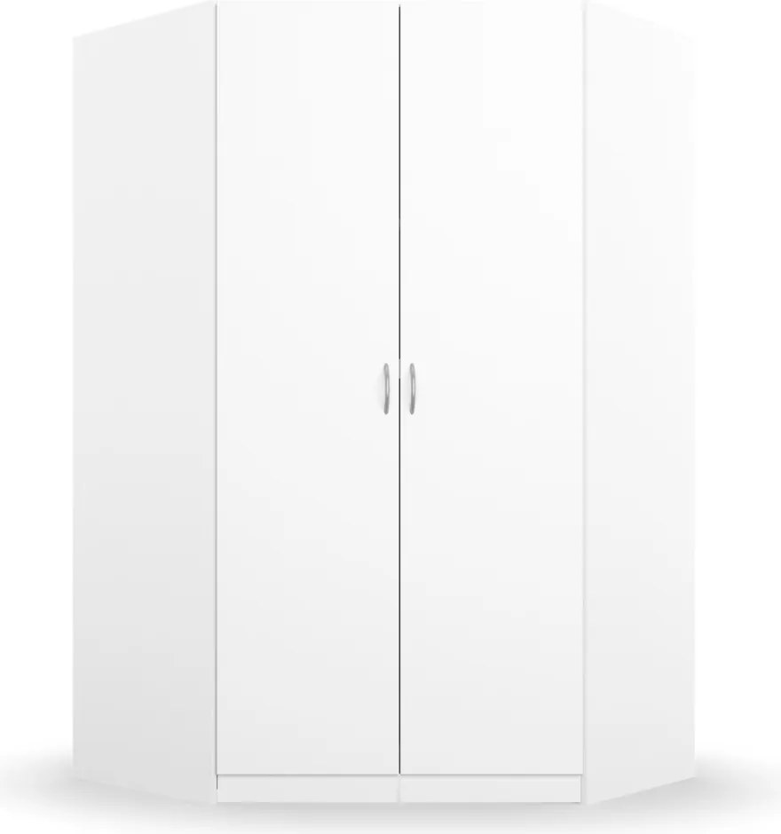 Rohová šatníková skriňa Case, biela