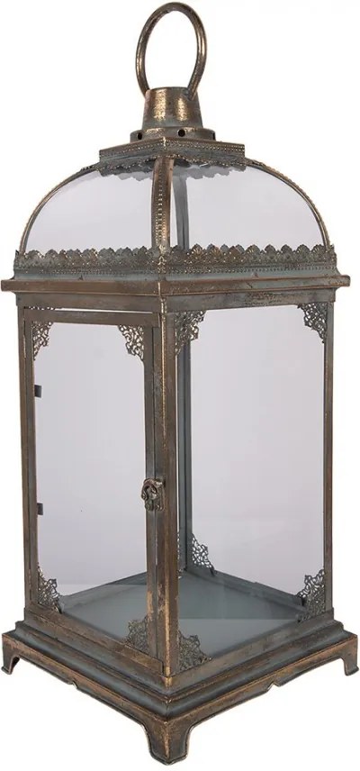 Bronzová antik kovová lampáš s čipkou Billia - 23*23*58 cm